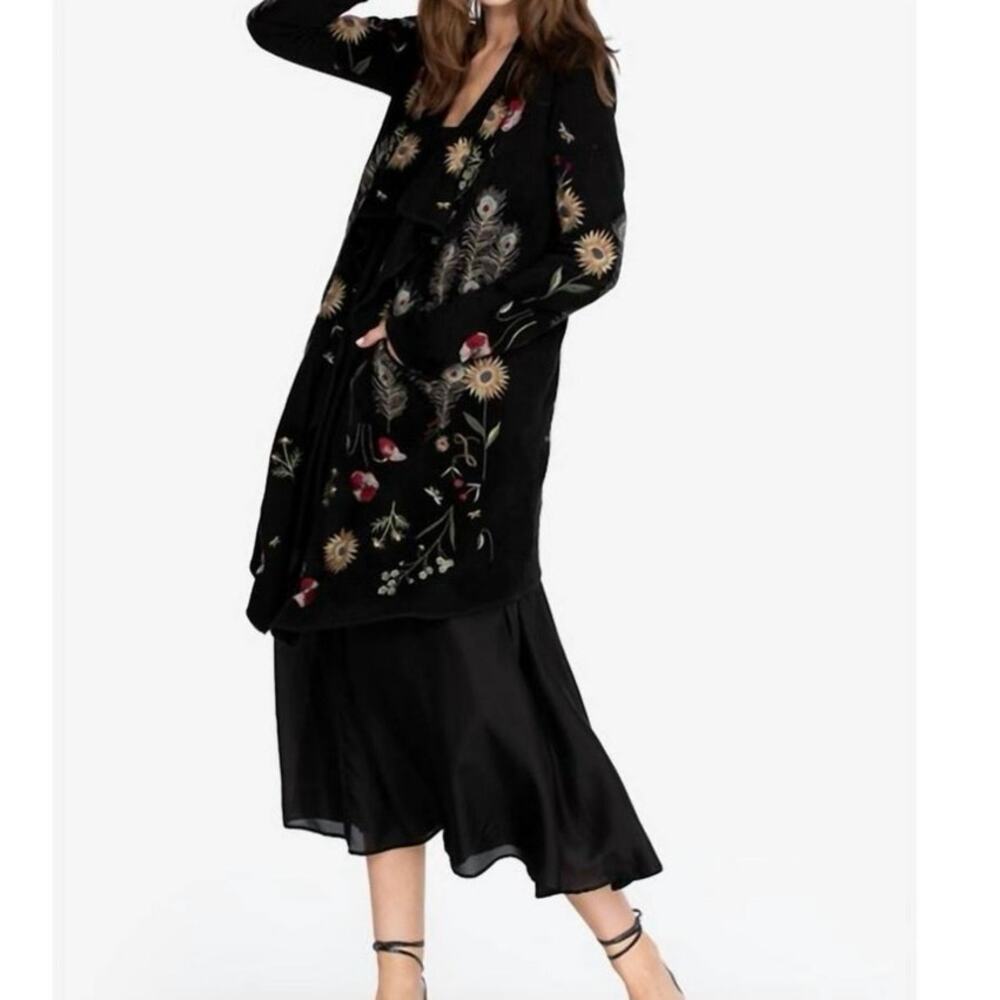 JOHNNY WAS  Perennial Cardigan Sweater Black Size Small